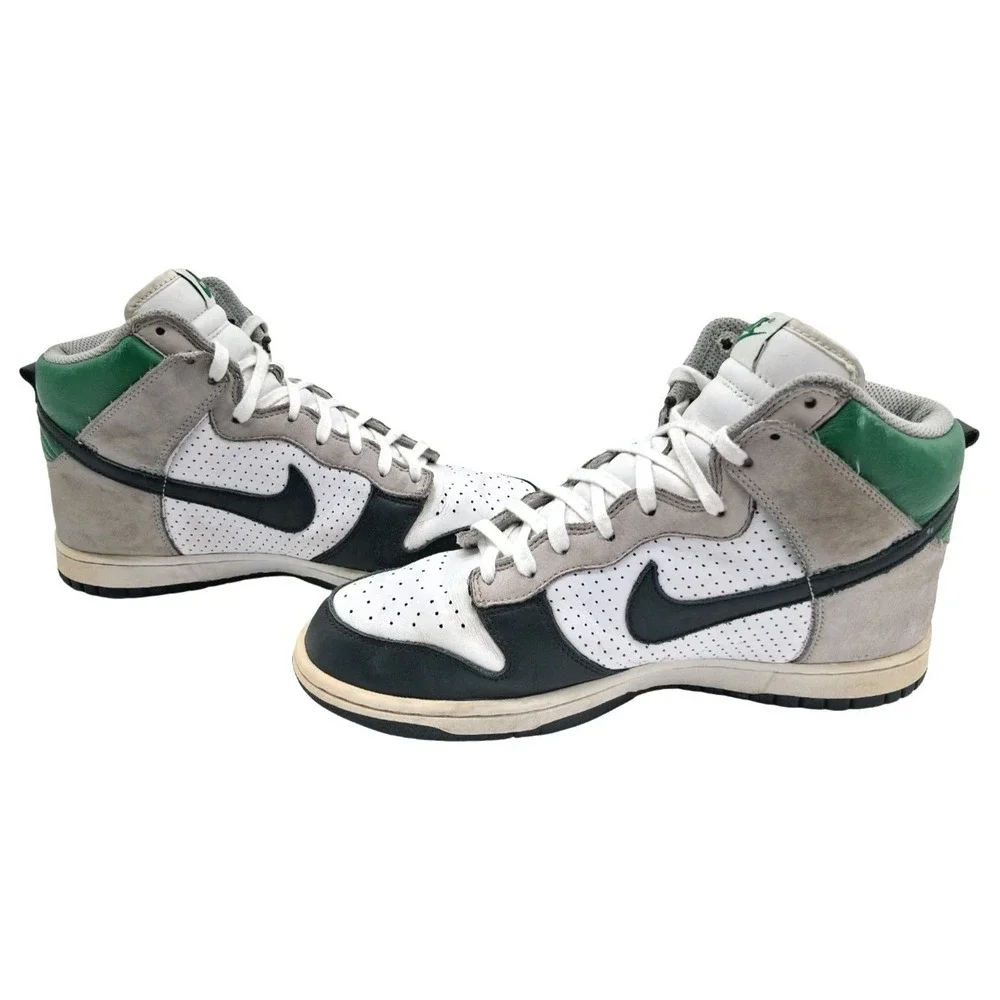 Nike Dunk High Shoes Mens Size 8.5 White Gray Green Leather Sneakers 306968-002